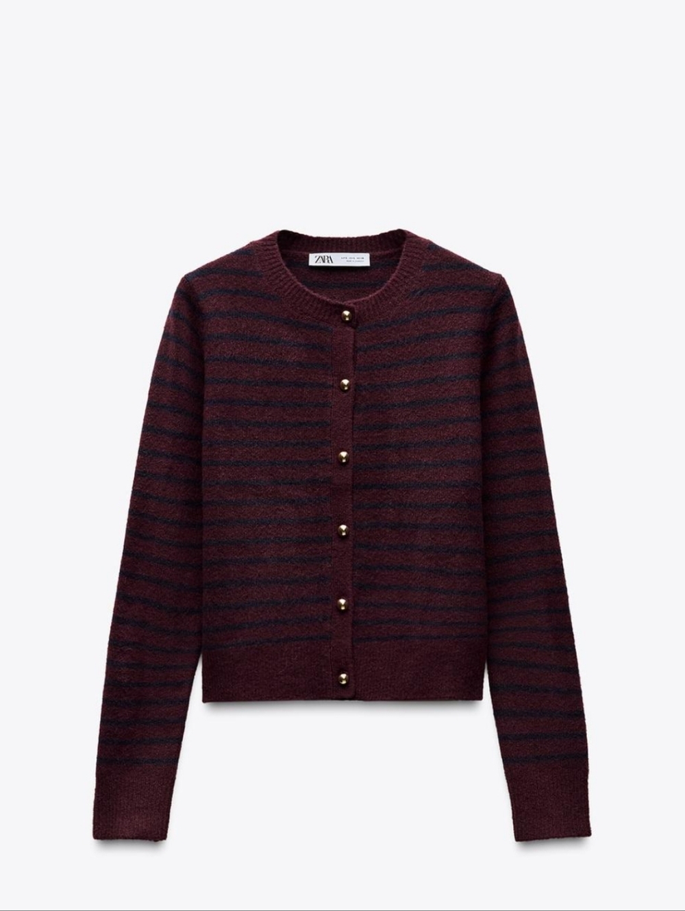 Zara Striped Cardigan Burgundy Navy